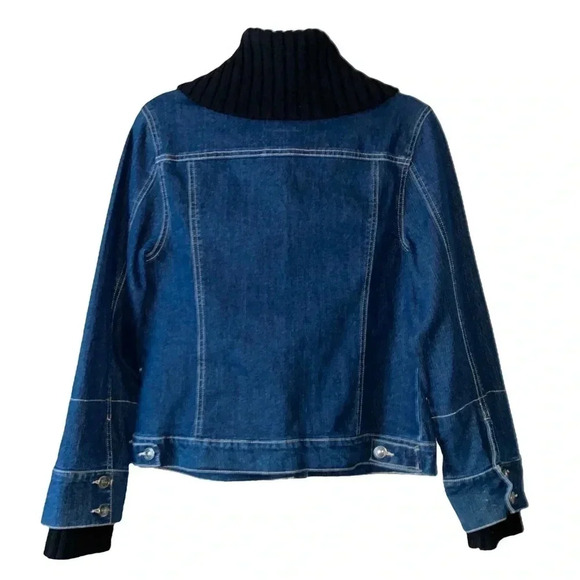 GLORIA VANDERBILT* Blue Women’s Denim Jacket with Sweater Collar Size M (no tag) - Picture 4 of 8
